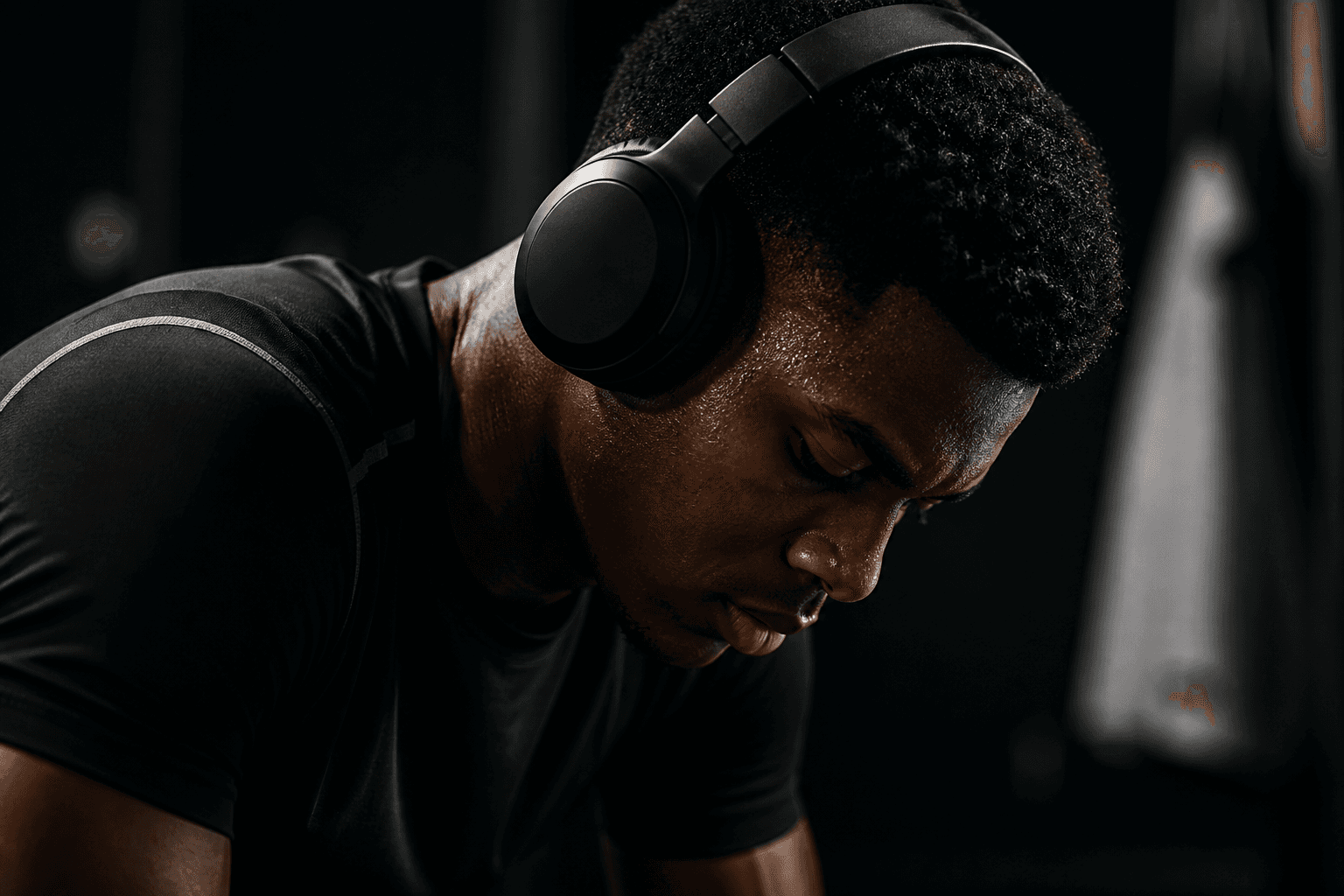 Athlete with headphones